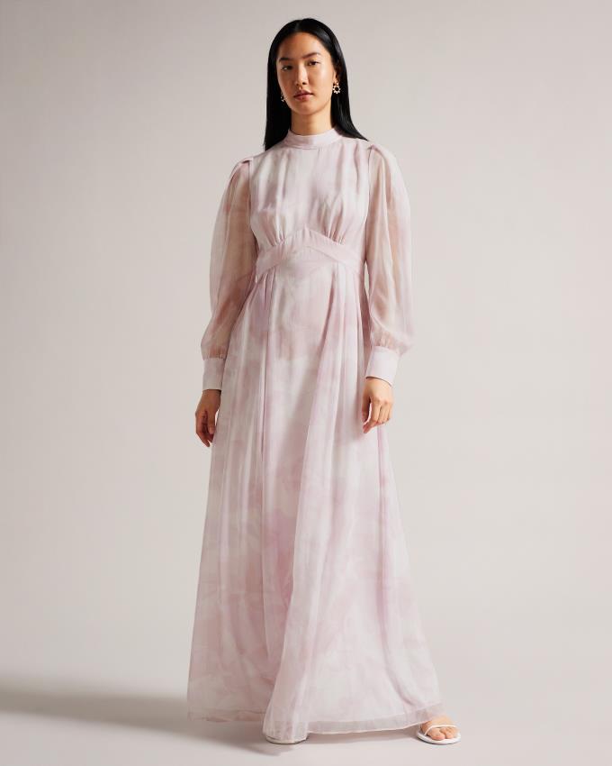 Peignoir Ted Baker Long Sleeve Maxi With Blouson Sleeve Rose Femme | YSZ-89732470